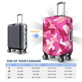 Lukbfall Military Camouflage Luggage Suitcase Covers Elastic Washable Pink Camo Luggage Protector Travel Suitcase Protective Cover For Kid And Adult, S (Fit 18-21 Inch Luggage)