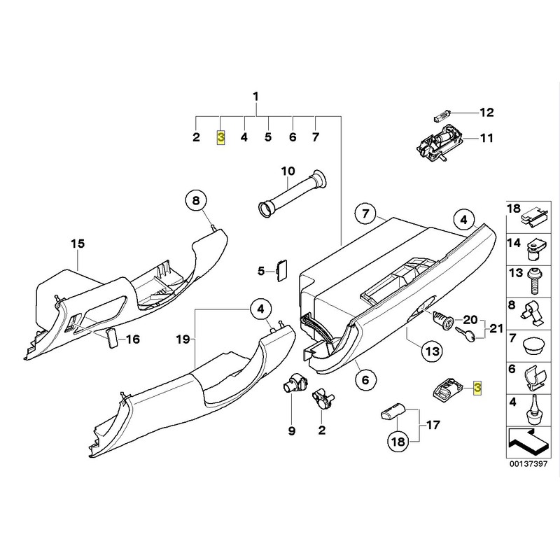 MINI R50 R52 R53 Glove Box Lid Lock Striker Catch