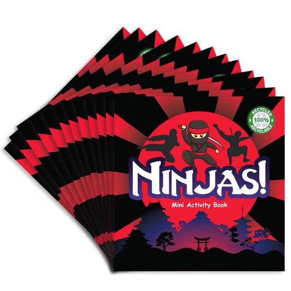 Ninja Party Favors Mini Activity Books for Karate Goodie Bags, 12 pack, 4.75 x 4.75 inches