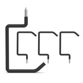 BFPeaky Screw in Ladder Hook, Black Heavy Duty Tool Holders 4PC, Bike Hooks, Wall Mount Garage Storage Hanger, Shelf Organizer for Hanging Bike, Ladder, Folding Chair, Cord