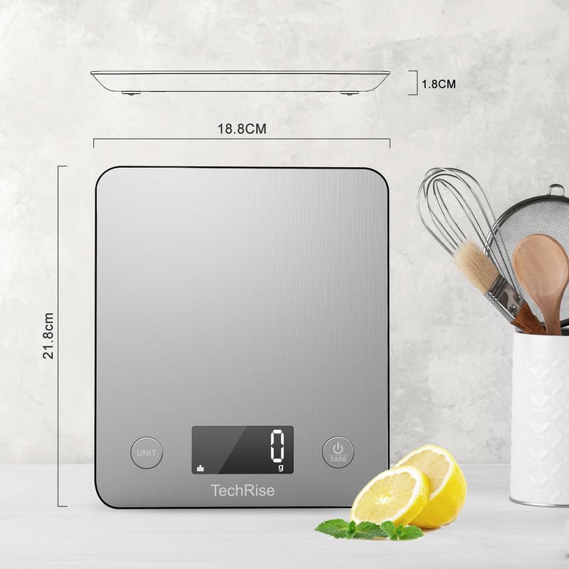 Digital Kitchen Scale, TechRise Food Scale, Satiness Steel Weighing Scale