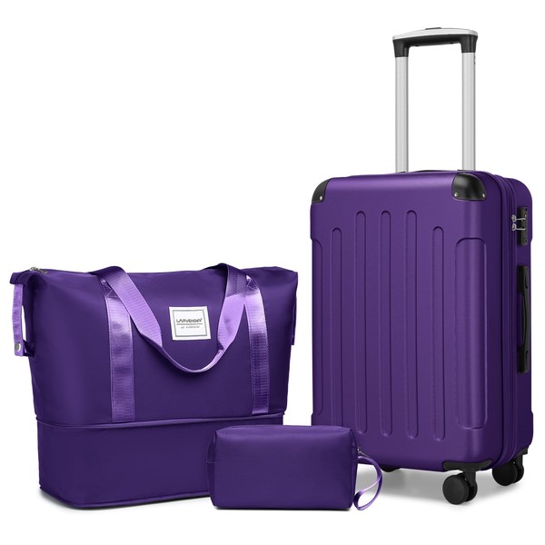 LARVENDER Luggage Sets 3 Piece, Expandable Carry on Luggage 22x14x9