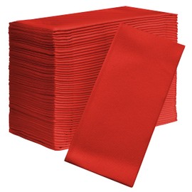 AMERICAN HOMESTEAD Paper Napkins - Red Disposable Linen-Like Dinner Napkins - Restaurant-Quality Table Serviettes for Weddings, Parties, and Events - 15.75" x 15.75" - 50 Count