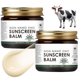 2Pcs Non Nano Zinc Oxide Sunscreen Balm - Natural Tallow Sun Cream for Face & Body - SPF50 Suncream - UVA/UVB Protection - Lightweight Sun Balm - Sun Cream Protection