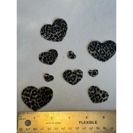 Cheetah Hearts Iron on Fabric Appliques Pre-Cut