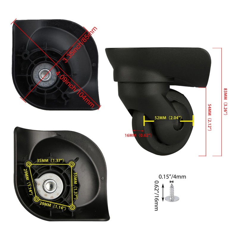 logyues Universal Swivel Suitcase Wheel 115W Series W187 Wheel Replacement
