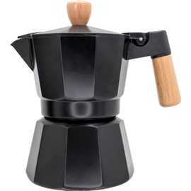 Nerthus FIH 1251 caffettiera italiana induzione 3 tazze design nero legno alluminio per caffè