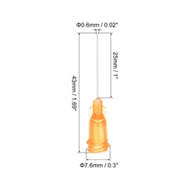QUARKZMAN Pack of 50 27G Plastic Dispensing Needles, 1 Inch PP Glue Needle Tube, Blunt Luer Lock Tips with PP Flexible Needle for Liquid Glue Gun, Orange