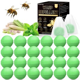 24 Pack Peppermint Oil Wasp & Bee Repellent, Natural Carpenter Bee Repellent for Hornets, Yellow Jackets, Mud Wasp Deterrent for Indoor Outdoor Patio Garden Porch Tree, Pet and Human Safe