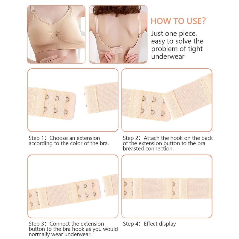 JELIEE 6 PCS Women's Bra Extenders 2 Hook 3 Row