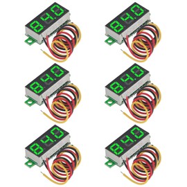 GTIWUNG Pack of 6 Mini Digital Voltmeters, DC 0.28 Inch Three-Wire Voltage Tester, DC 0-100 V Mini Digital Voltmeter Tester LED Display Reverse Polarity Protection and Accurate Pressure Measurement,