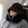 Hooded U-Shaped Memory Foam Travel Pillow, 9.84 × 9.06 ×