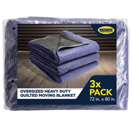 PackRite Deluxe Moving Blanket Pad, Quilted Blue 72"x80" 3 Pack