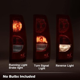 PIT66 Tail Lights Compatible With 2003 2004 2005 2006 Chevy Silverado Rear Tail Light Assembly Pickup Driver And Passenger Side Red Clear Lens GM2800174, GM2801174