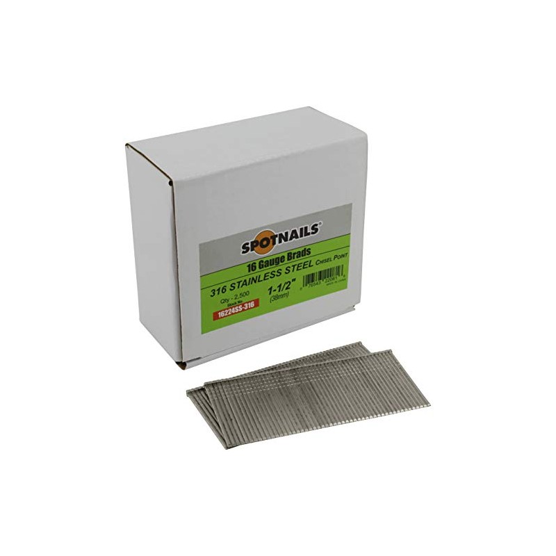 Spotnails 16224SS-316 1-1/2 in. 316 Stainless Steel 16 Gauge Brads,