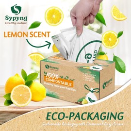 Compostable Trash Bags - Compost Bags with Drawstring - 100% Biodegradable & Recyclable, Heavy Duty Garbage Bags 50 Counts, ASTM D6400, US BPI (White, 8-10 Gallon)