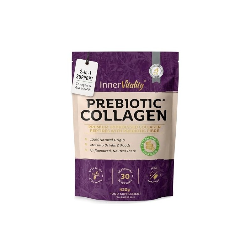 Prebiotic Collagen Powder - 420g Hydrolysed Collagen Peptides & Prebiotics