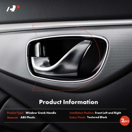 A-Premium 2Pcs Window Crank Handles Compatible with Ford F-150 2015-2023, F-250/F-350/F-450 Super Duty 2017-2022, F-550 Super Duty 2017-2018, Textured Black, Front Driver and Passenger Side