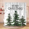 Sanzugh Christmas Shower Curtain, Winter Pine Tree Snowflake Farmhouse Fabric