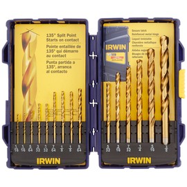 Irwin Tools 4935607 Titanium Nitride Coated High-Speed Steel Drill Bit Set, Pro Case, 15-Piece