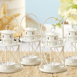 By the Sea Lighthouse Tea Light Holder - size: 4PC