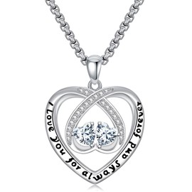 Zoeniya April Birthstone Necklaces for Women I Love You for Always and Forever Necklace Jewelry Christmas Valentine Mothers Day Birthday Gifts for Women Her Friend