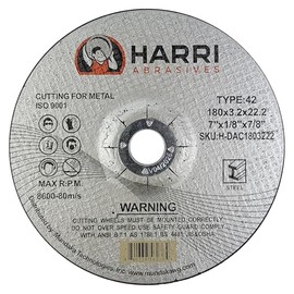 Cutting Disc, Steel Freehand Cut-Off Wheel - Depressed Center - 7" x 1/8" x 7/8" - T42 - (25 Pack)