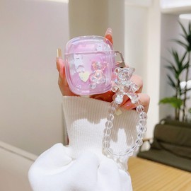 ZHIRUAN Compatible with Airpod Case Earbuds Case Protective Cover Skin with Pearl Keychain Airpod Accessories Compatible with AirPods Charging Case 2 & 1 (Colorful)