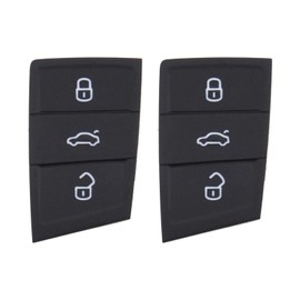 EMSea 2x 3-Button Car Remote Key Fob Replacement Button Pads Black Rubber Keypad for Lock Unlock Trunk Compatible with Polo Golf 7