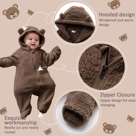 Xifamniy Baby Newborn Girls Boys Winter Clothes Snowsuit Footie Romper Jumpsuit Hoodie Warm Thicken Bunting Outwear