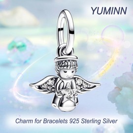 YUMINN Love and Heart Charms 925 Sterling Silver for Bracelets and Necklaces Pendant Beads Valentine's Day Mother's Day Jewellery Gifts for Women, Sterling Silver, Cubic Zirconia