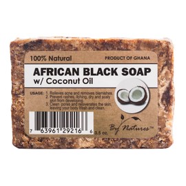 By Natures 100% Natural African Black Soap With Coconut Oil 3.5 Oz (Pack of 1)