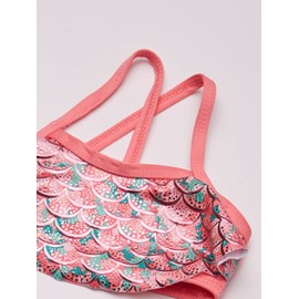 Pink Platinum Traje de baño de Dos Piezas para niña con Estampado de Sirena, Coral/Lluvia Tropical, 12 Meses