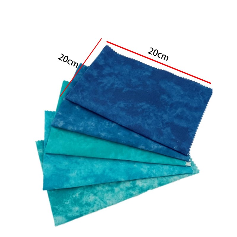 5 Pcs Cotton Fabric Square 20cmx20cm Smudge Dyed Patchwork Fabric