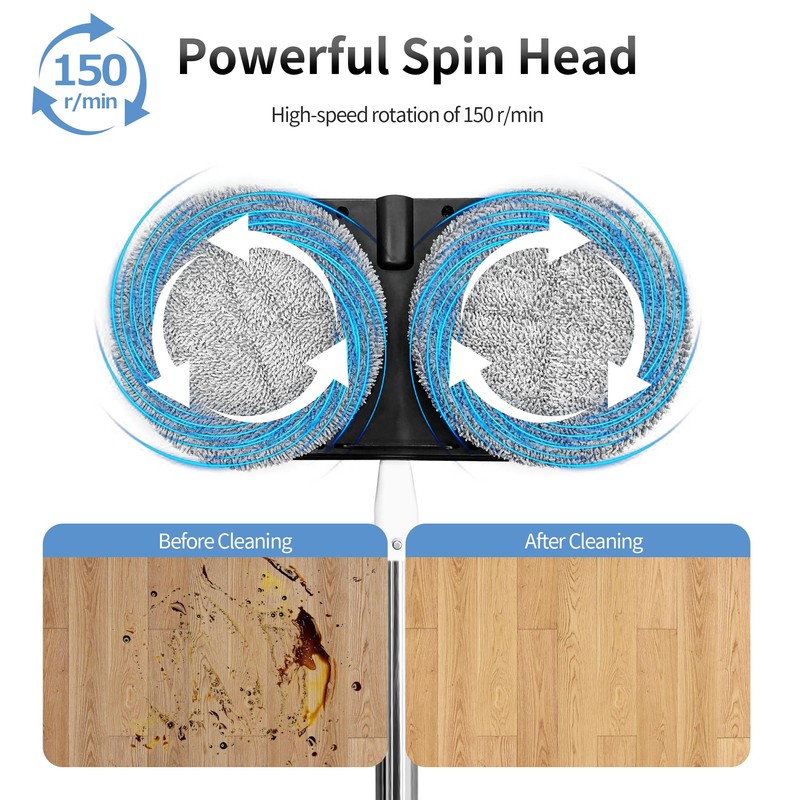Electric Mop, AlfaBot WS-24 Cordless Spin Mop for Floor Cleaning,