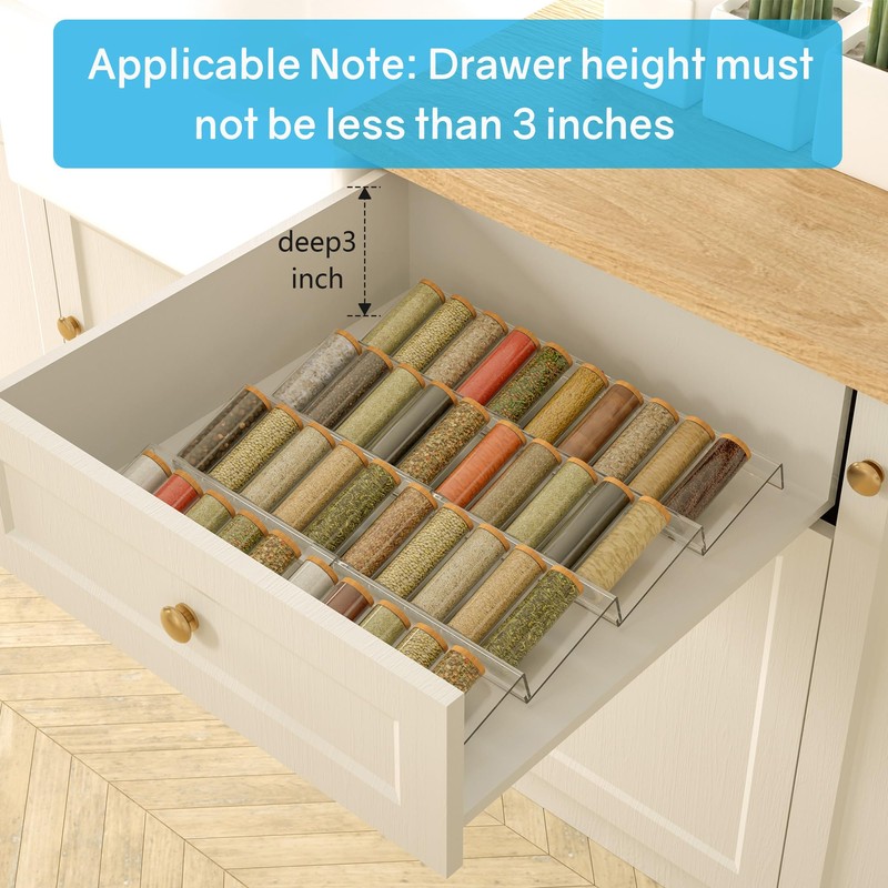 Ymjhdfe Expandable Acrylic Spice Drawer Organizer – 4-Tier Clear Seasoning