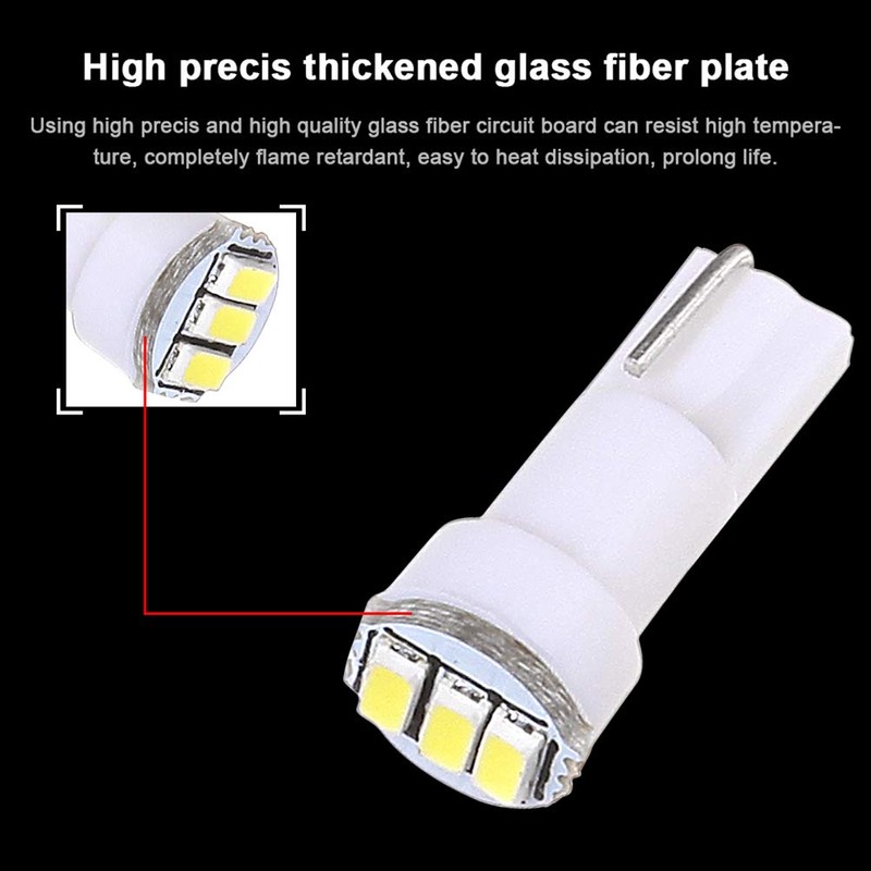 cciyu 10 Pack White T5 73 Wedge 3-3014SMD Instrument Gauge