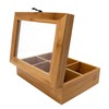 WOODEN BAMBOO RETRO BOX TEA BAG CHEST CADDY TRANSPARENT LID
