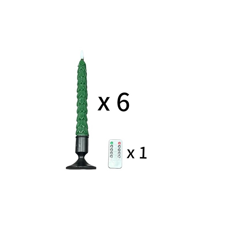 Christmas Tree Candles with Remote, Real Wax Taper Flameless Candle