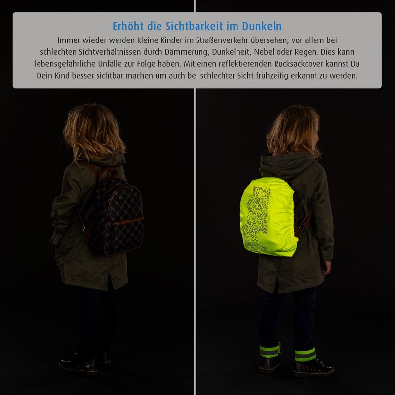reer MyBuddyGuard Backpack Cover S, High Visibility Rain Cover for
