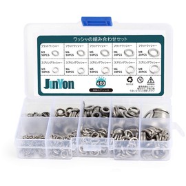 JUNYON M3-M8 Spring Washer + Flat Washer Set Washer Combination Washer Set of 400 DIY Crafts Repair 304 Stainless Steel