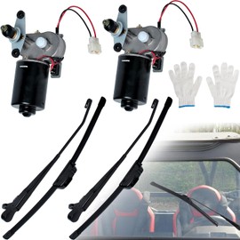 Universal UTV Windshield Wiper Kit, 2Pcs Electric 90 Degree 16" 12V Wiper Blade Motor Compatible With Polariss Kubotaa Kawasakii Kymcoo Can Am