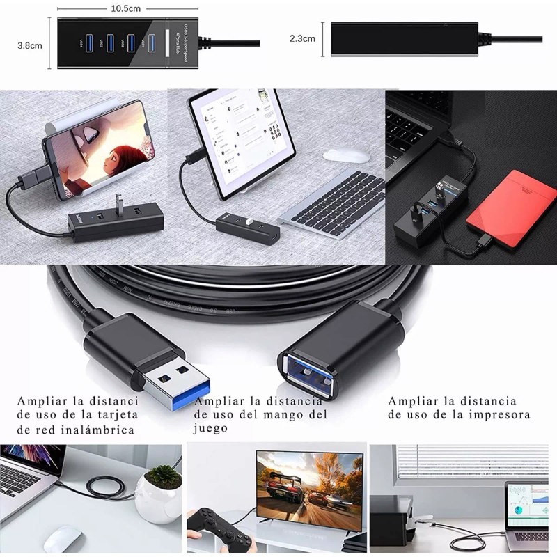 Zakulu Hub Usb 3.0 4 Puertos Expansor Multi Para Laptop