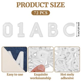 WLLHYF Iron on Letters for Fabric 72 Pcs Alphabet Embroidered Patch A-Z Number Patch 0-9 Iron on Letters and Numbers for Clothes, Hat, Jeans, DIY Accessories
