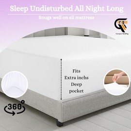 Gorayoo Bedding 100% Egyptian Cotton Queen 60"" x 80"" Fitted Sheet Only 1000 Thread Count 12 Inch Drop Pocket Soft Fitted Sheet Hotel Class Premium -White