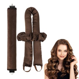 Pack of 2 Hair Rollers without Heat, Overnight Curls for Long Hair, Soft Hair Rollers for Natural Waves, DIY Styling for the Night, Curls without Heat (Brown)