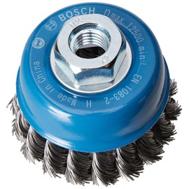 Bosch 2608622099 Cup Brush Knotted Wire, 0.35mm Steel, 65mm x M14, Silver
