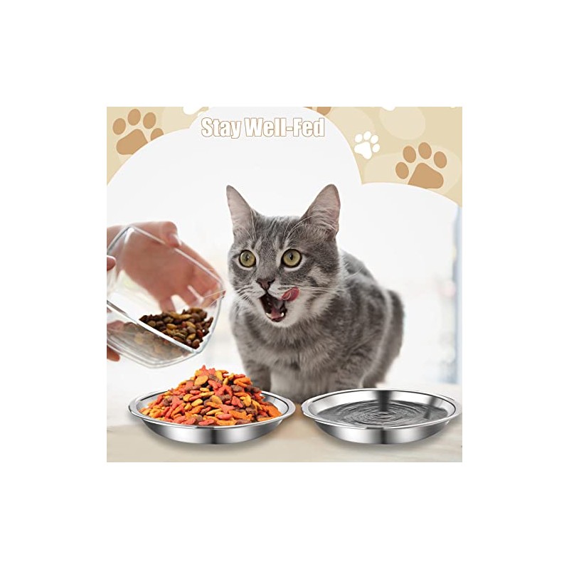 12 cuencos de acero inoxidable para gatos poco profundos, platos