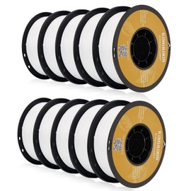 Kingroon PLA 3D Printer Filament,10 Rolls, Dimensional Accuracy +/- 0.02 mm, 10kg Spool(22lbs), 1.75 mm，White