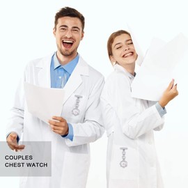 Tiong Clip-on Brooch Nurse Pocket Watch, Flower Design Quartz Nurse Pocket Watch, Silver Medical Pocket Watch for Women